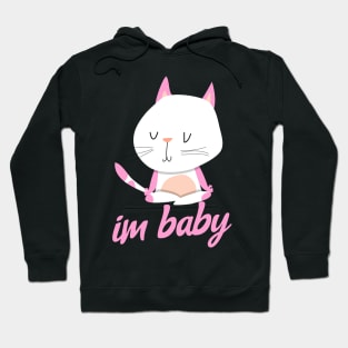Im Baby Meme Cute Cat Pink And White Youthful Neko Kitten Kawaii Hoodie
